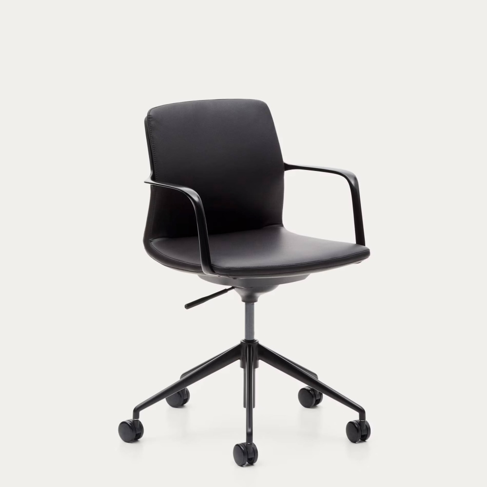 Офисное кресло Nerlan C00045SL01 из черной эко-кожи 56х56х45-55 см